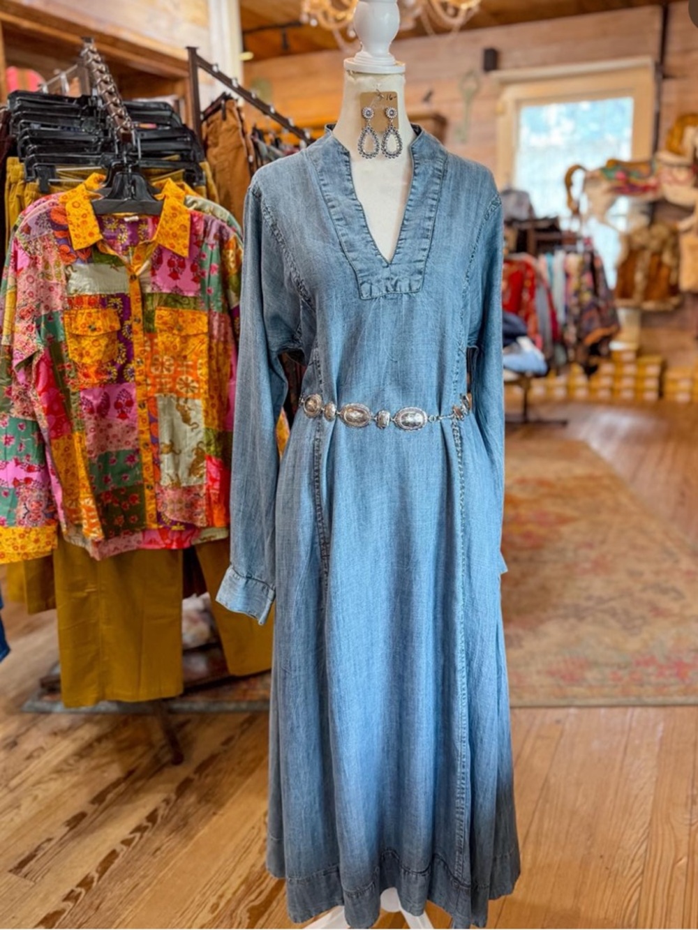 Uncle Frank Blue Denim Midi Dress with Side Slits and pockets! NWT Small - Picture 5 of 14